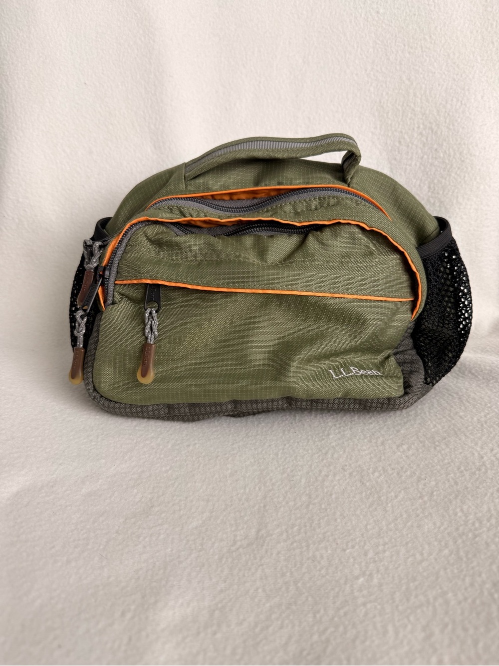L.L. Bean Olive Green and Orange Men's Belt Bag